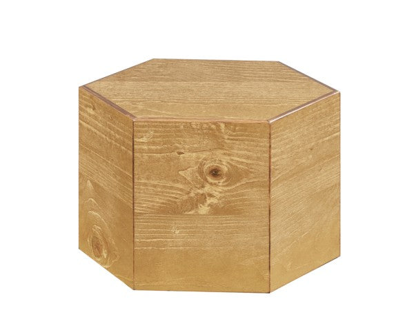 12" Rustic Pine Hexagon Pine Wood Riser, 8"H