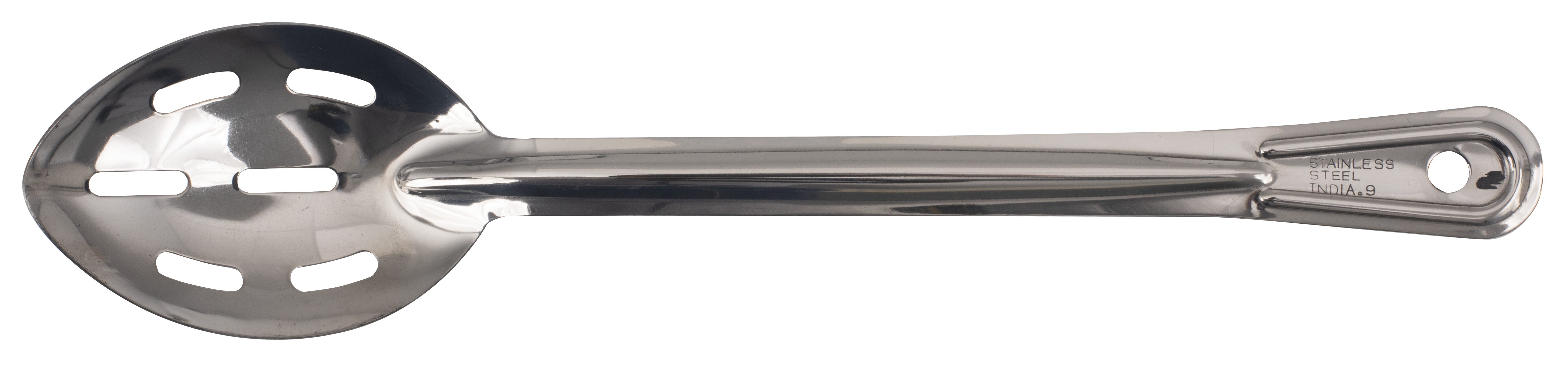 Basting Spoon, 13"L, Slotted, Non-Insulated Handle, Stainless Steel