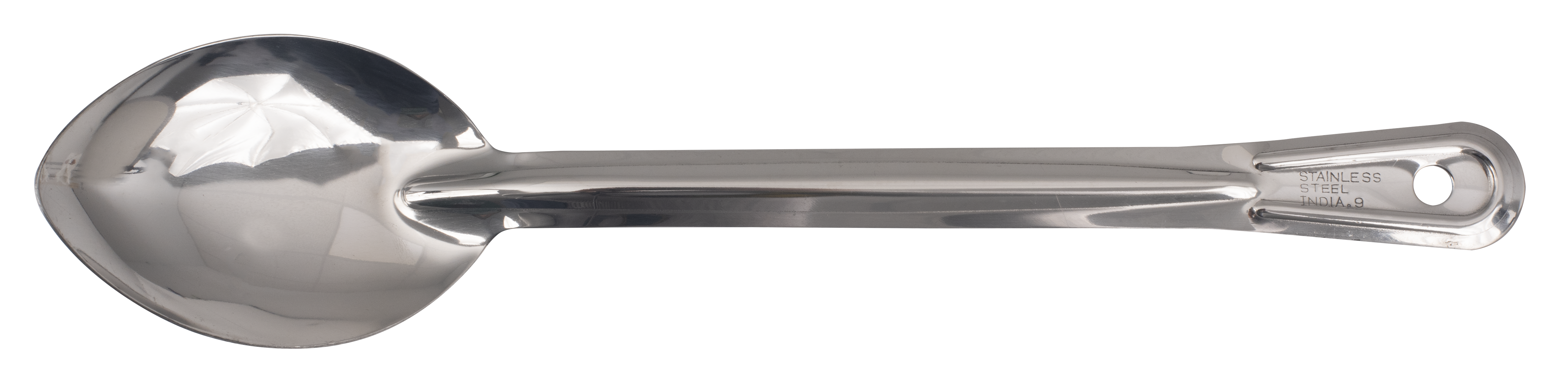 Basting Spoon, 13"L, Solid, Non-Insulated Handle, Stainless Steel