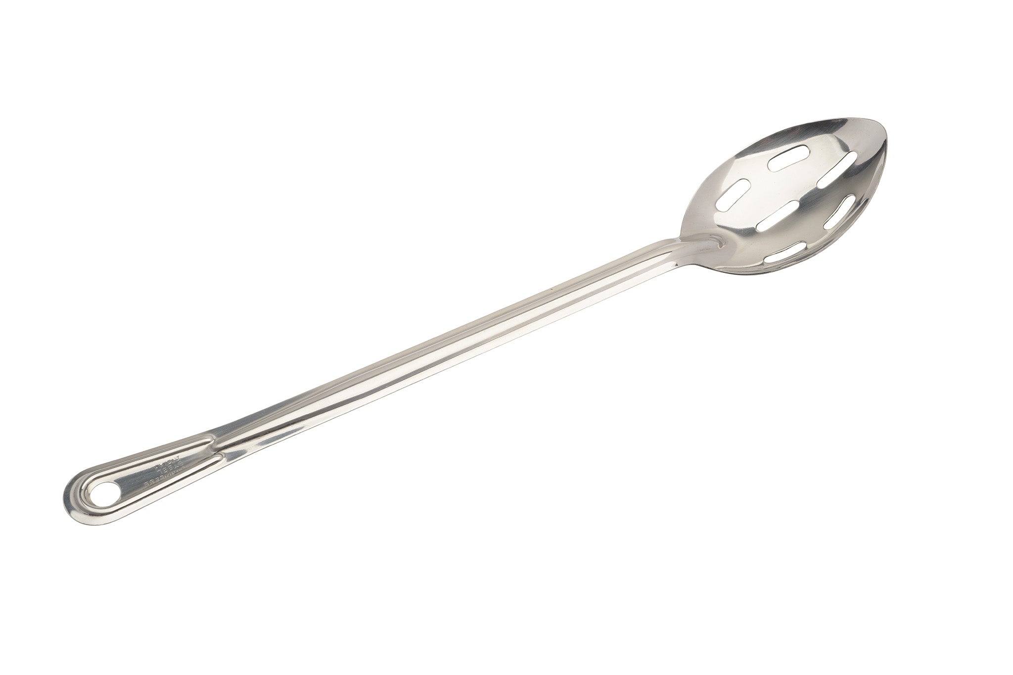 Basting Spoon, 15"L, Slotted, Non-Insulated Handle, Stainless Steel