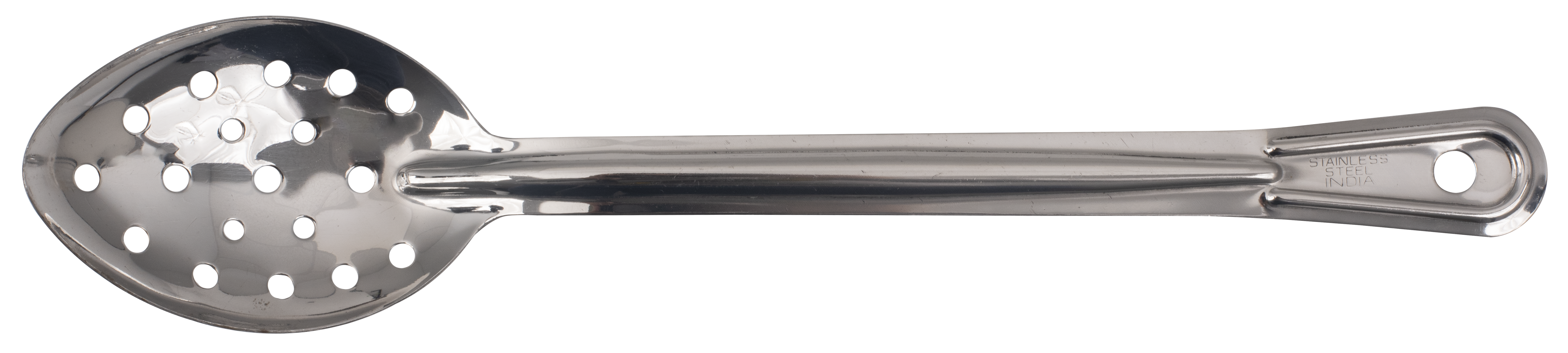 Basting Spoon, 13"L, Perforated, Non-Insulated Handle, Stainless Steel