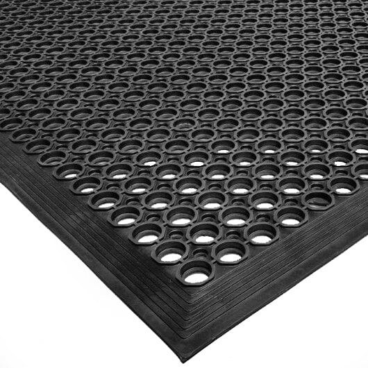 VIP TopDek Senior 3' x 5' Black Heavy-Duty Rubber Anti-Fatigue Floor Mat - 1/2" Thick