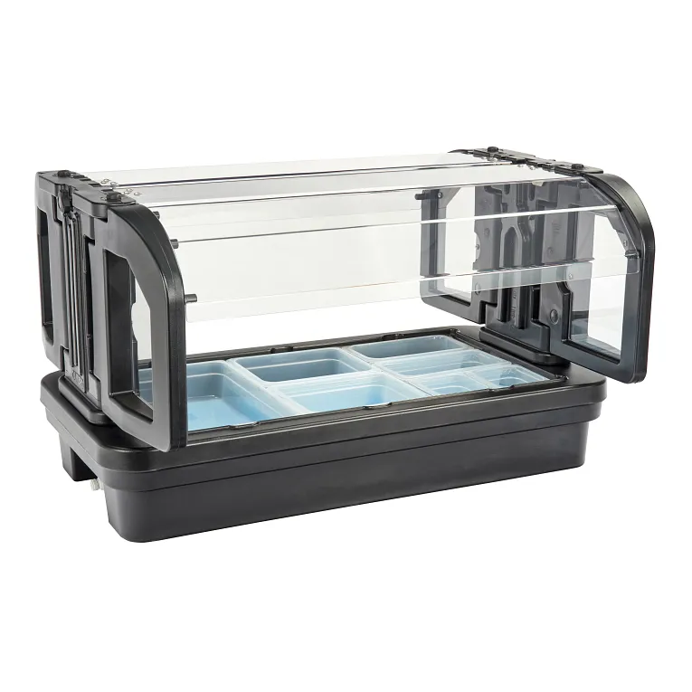 Versa Tabletop Food Bar with Sneeze Guard 50-3/4" Black 3-Pan