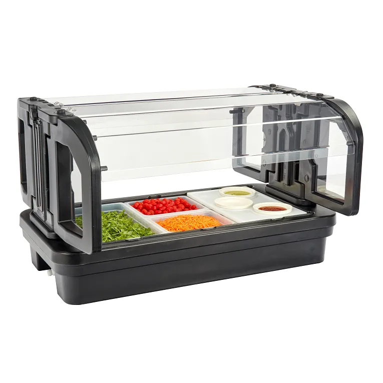 Versa Tabletop Food Bar with Sneeze Guard 50-3/4" Black 3-Pan