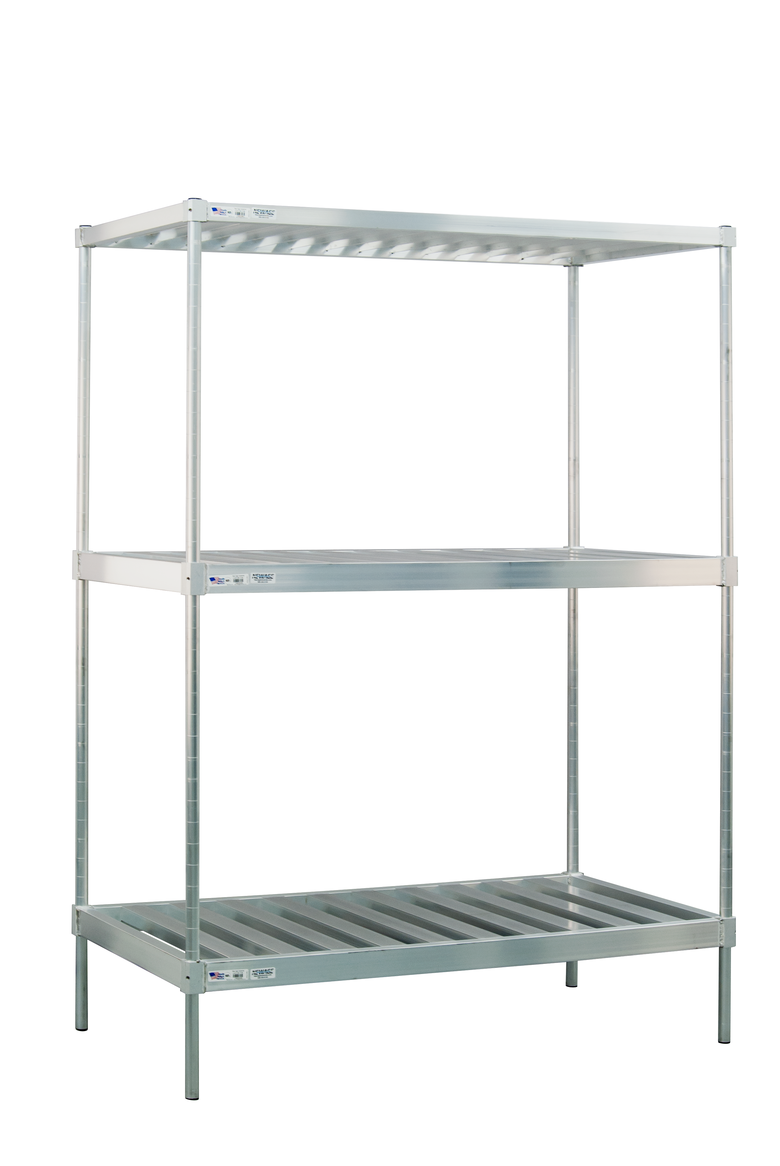 3-Tier Heavy Duty Adjustable (Modular) Double-Deep Keg Shelving Unit With HD-Framed, Slatted T-Bar Shelves (Shelving Kit/Complete Shelving Unit) - 34"W X 84.25"H X 60"L