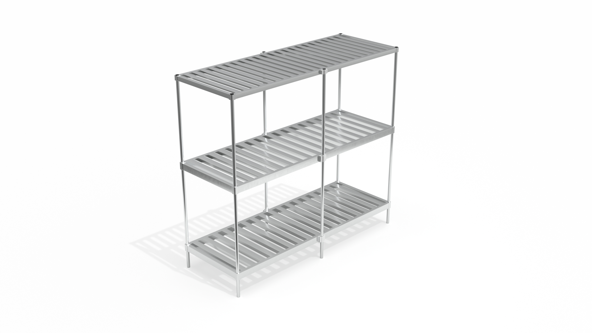 3-Tier Heavy Duty Adjustable (Modular) Double-Deep Keg Shelving Unit With HD-Framed, Slatted T-Bar Shelves (Shelving Kit/Complete Shelving Unit) - 36.75"W X 84.25"H X 93"L
