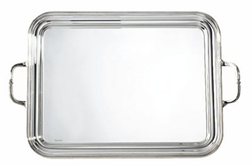 Contour 20" x 15", Rectangular Tray with handles, silver-plated
