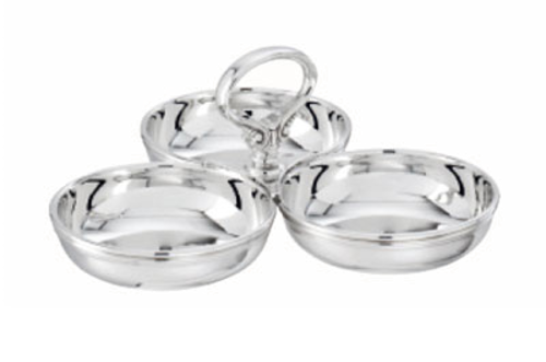 Contour 4" x 3-1/2" Relish Dish, 3-compartment, silver-plated