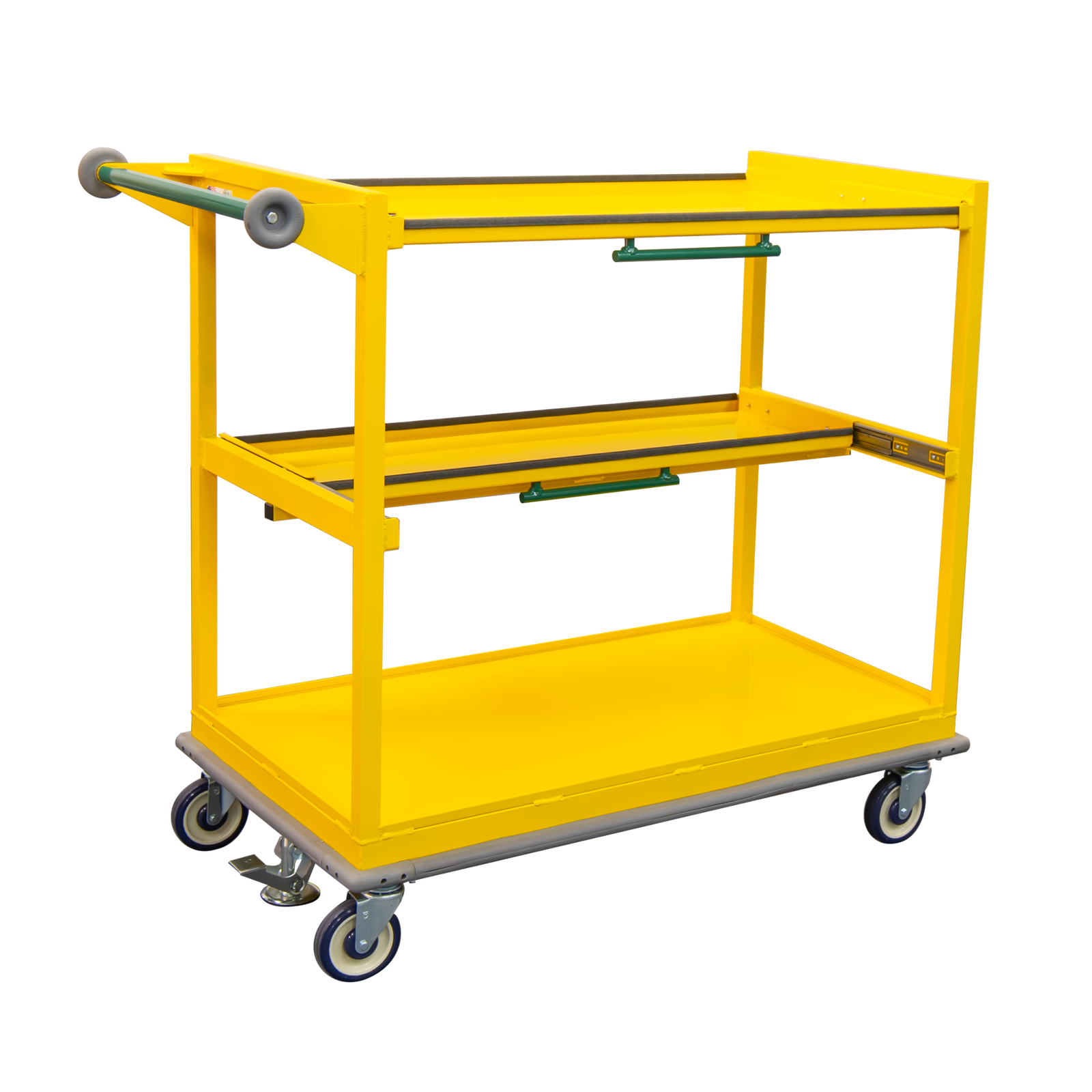 3-Tier Powder Coated Utility Cart - Ez-Slide Shelves