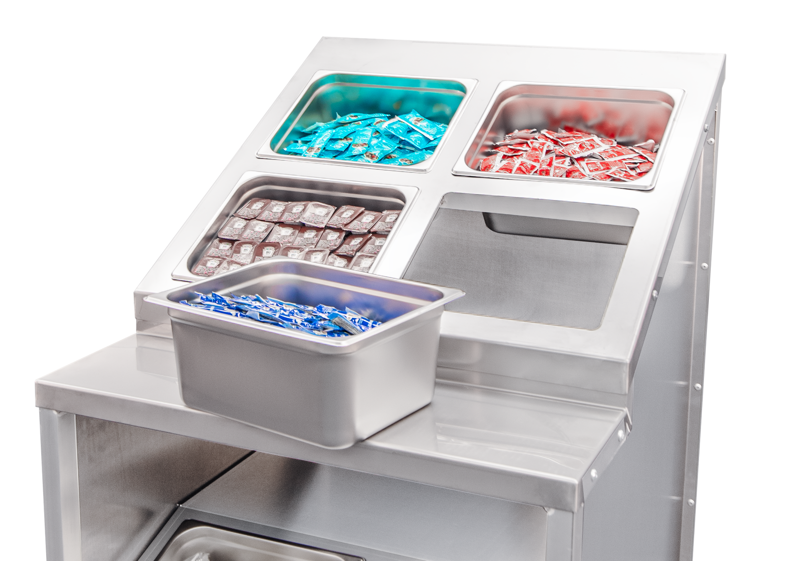 Flavor Station Condiment Cart - Stainless Tray Slide