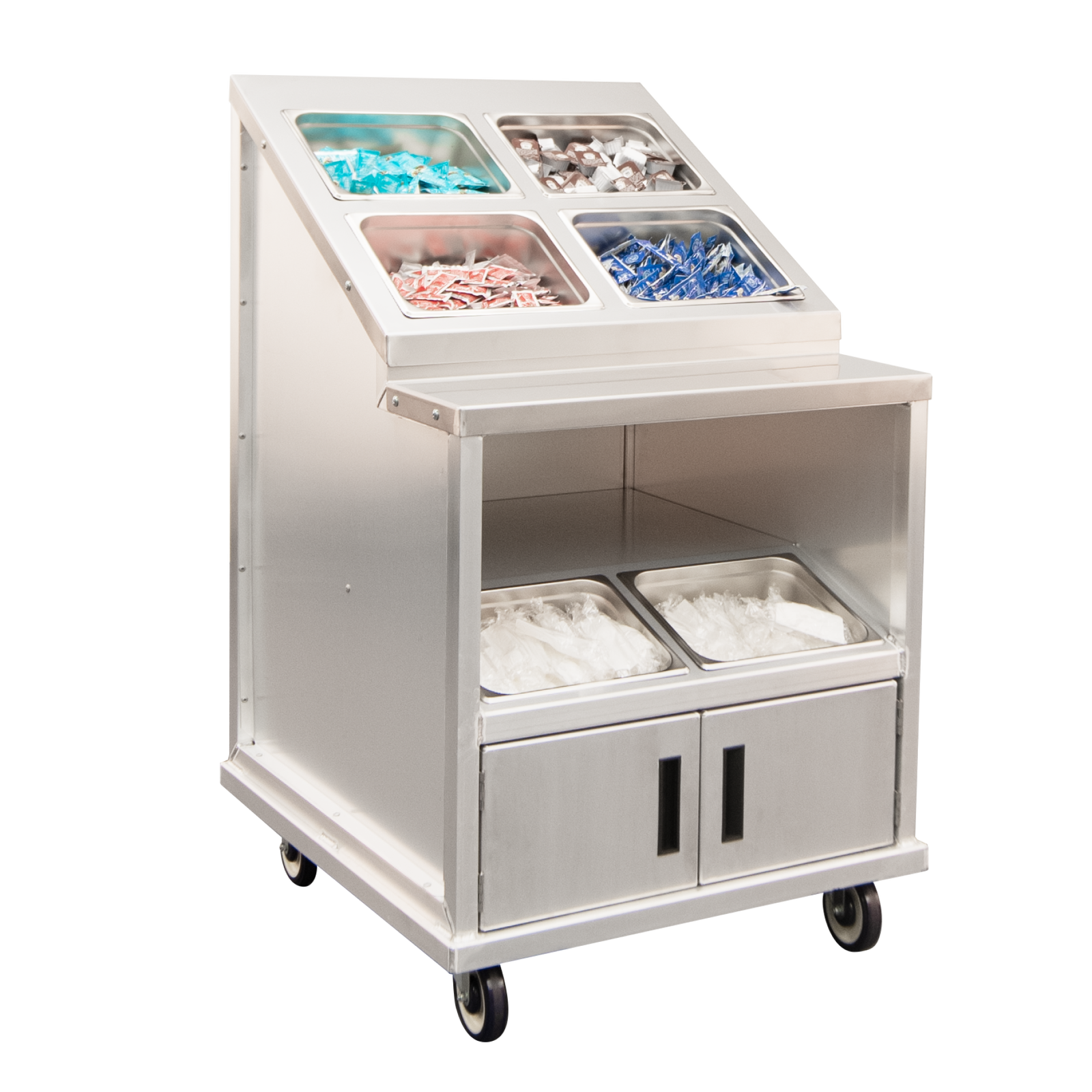 Flavor Station Condiment Cart - Stainless Tray Slide