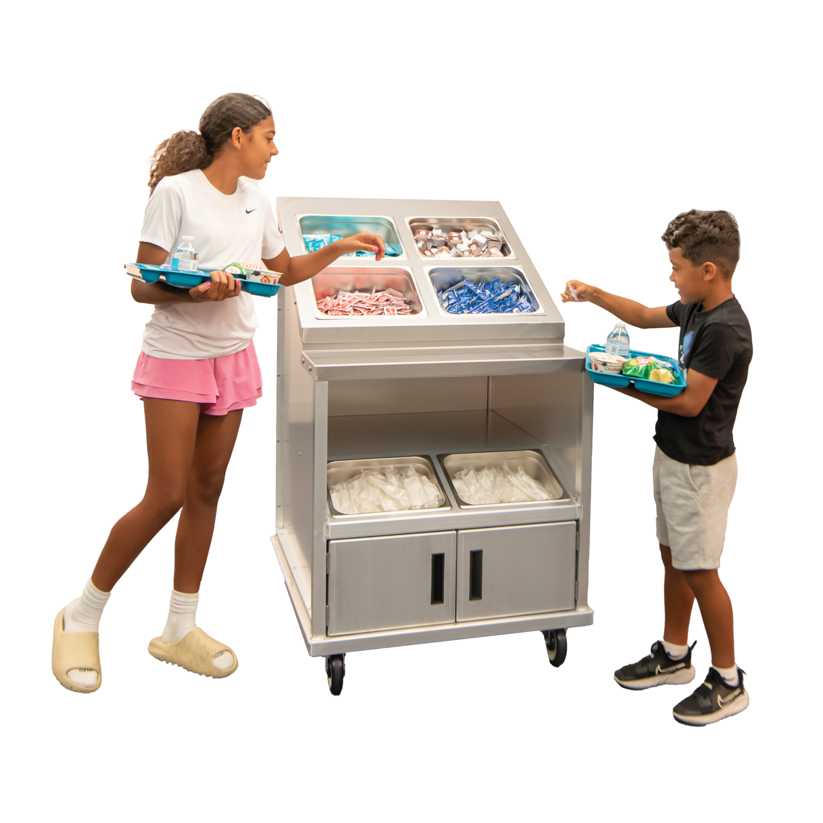 Flavor Station Condiment Cart - Stainless Tray Slide