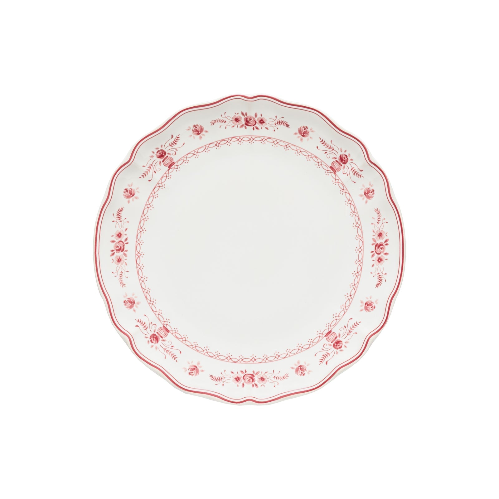 Vila 10-5/8" Dinner Plate, White-Red