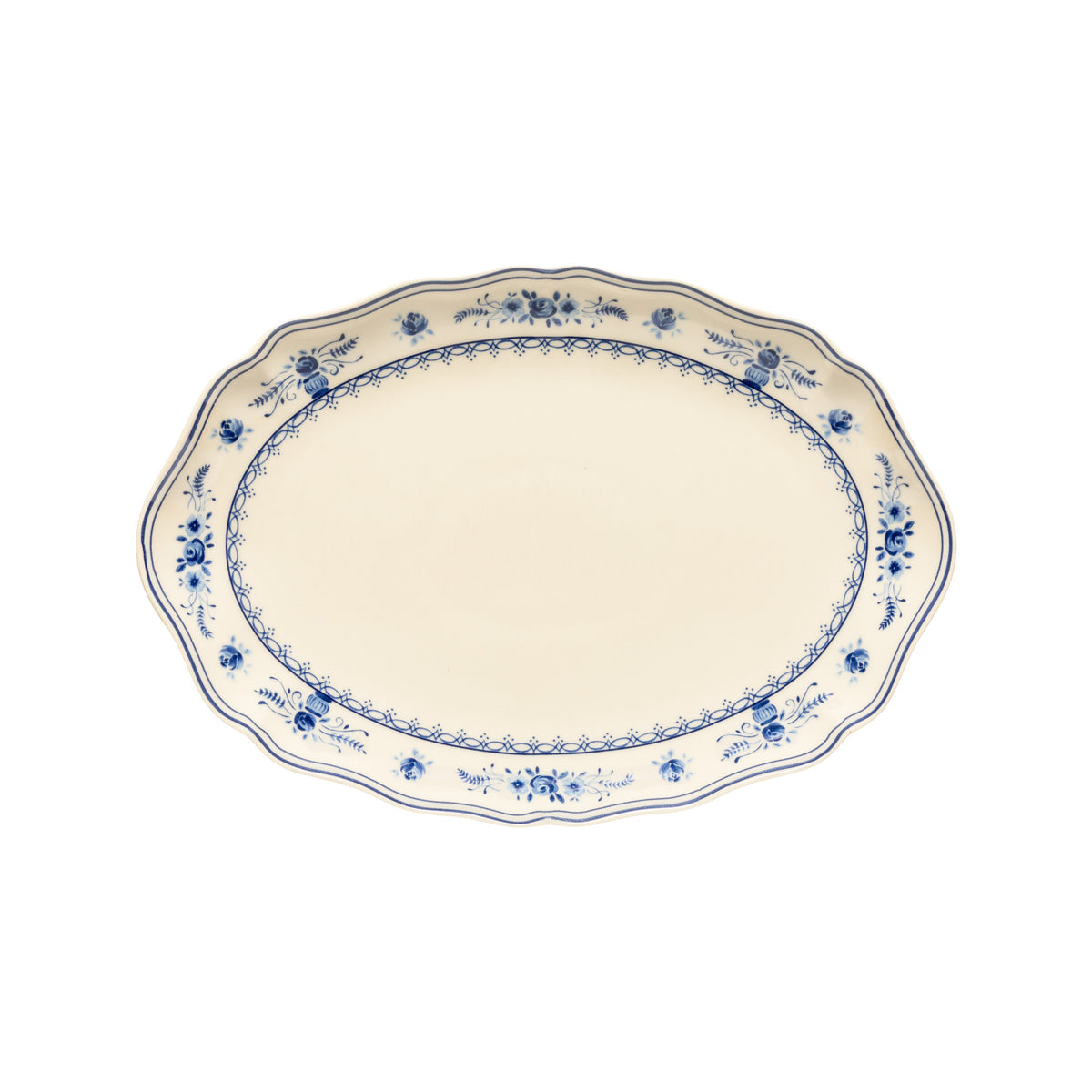 Vila 12-3/4" x 8-3/4" Oval Platter, Beige-Blue