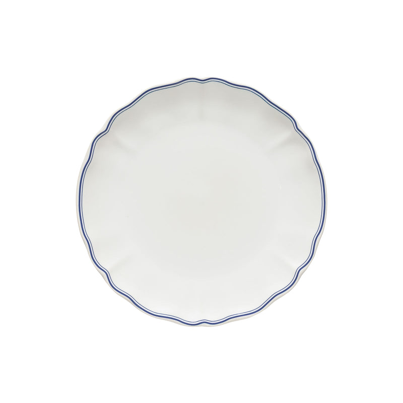 Vila 10-5/8" Dinner Plate, White-Blue Filet