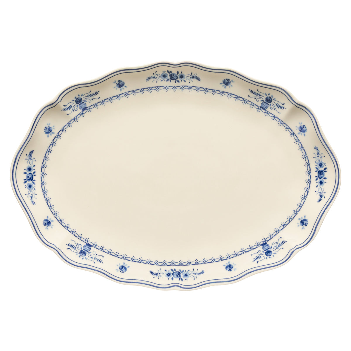 Vila 16" x 11-1/8" Oval Platter, Beige-Blue