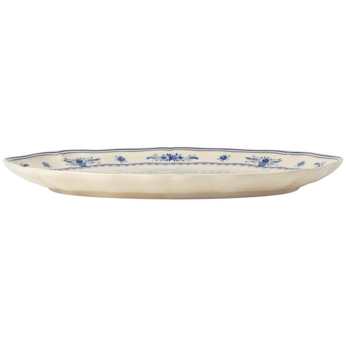 Vila 16" x 11-1/8" Oval Platter, Beige-Blue
