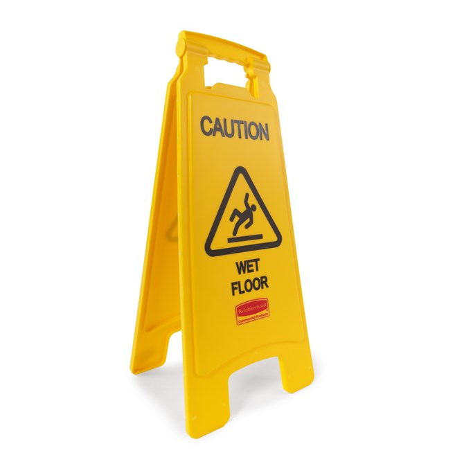 Yellow Caution Wet Floor Sign, 26" x 11" x 25"