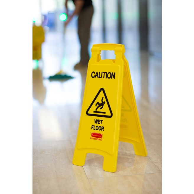 Yellow Caution Wet Floor Sign, 26" x 11" x 25"
