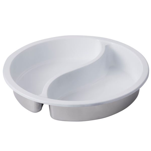 White Coated 6 Qt. Divided Insert for Reflection & Radiance Induction Round Servers