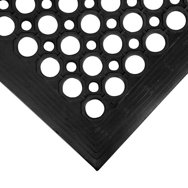 VIP TopDek Junior 3' x 5' Black Light-Duty Rubber Anti-Fatigue Floor Mat - 1/2" Thick