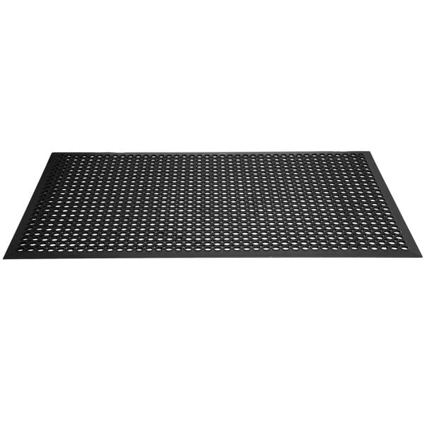 VIP TopDek Junior 3' x 5' Black Light-Duty Rubber Anti-Fatigue Floor Mat - 1/2" Thick