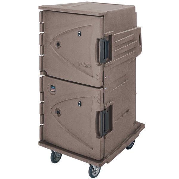 Camtherm® Hot Cart, Granite Sand Tall Profile Electric Hot Food Holding Cabinet 6" Rear Casters in Celsius - 110V