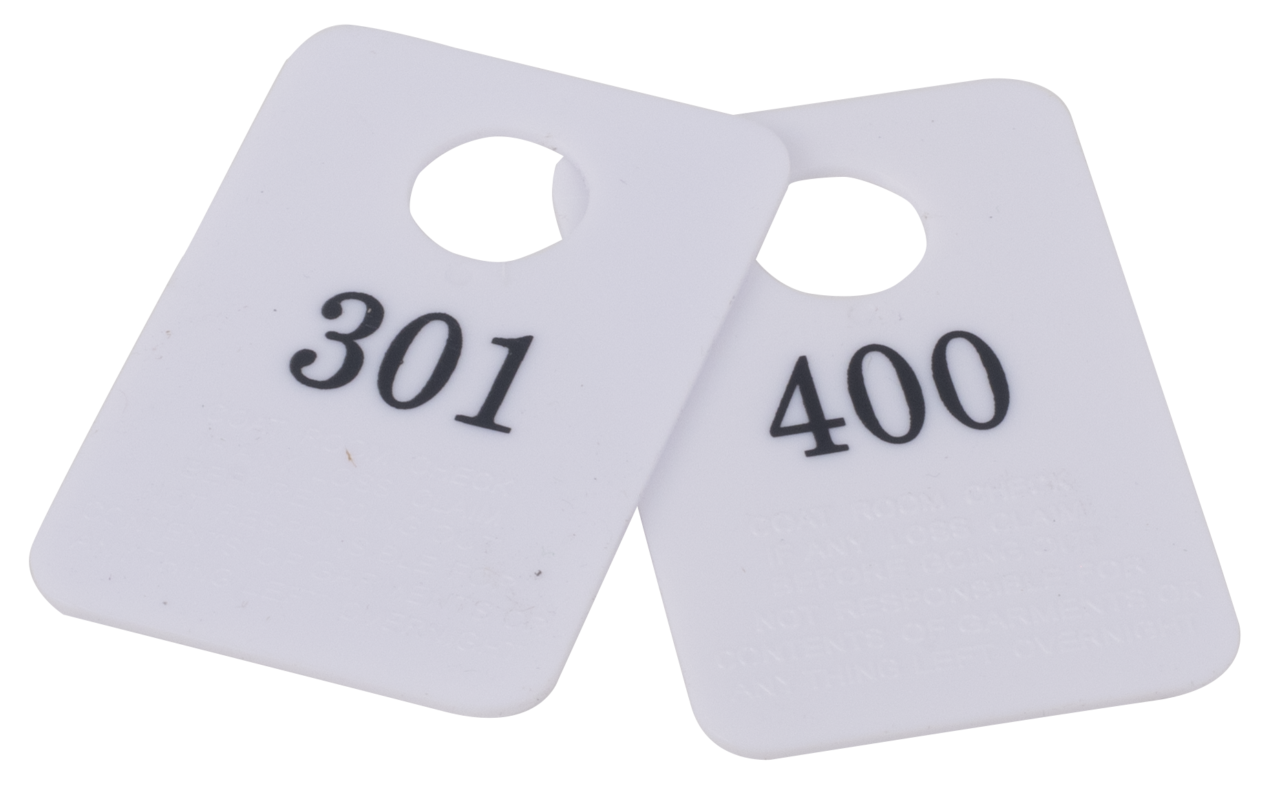 Coat Room Checks, Plastic, with Hanger Hold 301-400