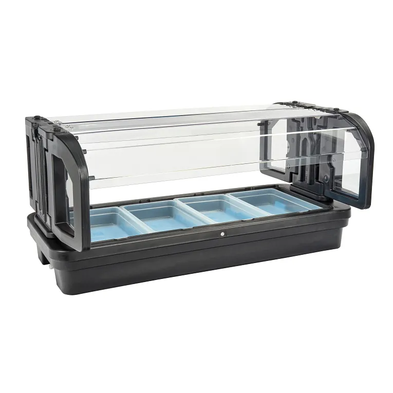 Versa Tabletop Food Bar with Sneeze Guard 63-1/2" Black 4-Pan