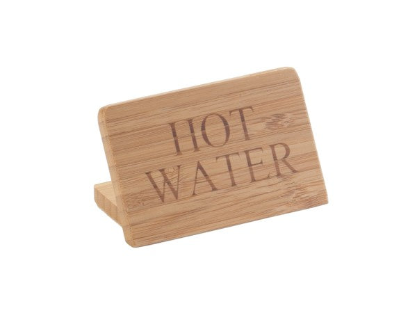 Bamboo 3" x 2" HOT WATER Beverage Sign