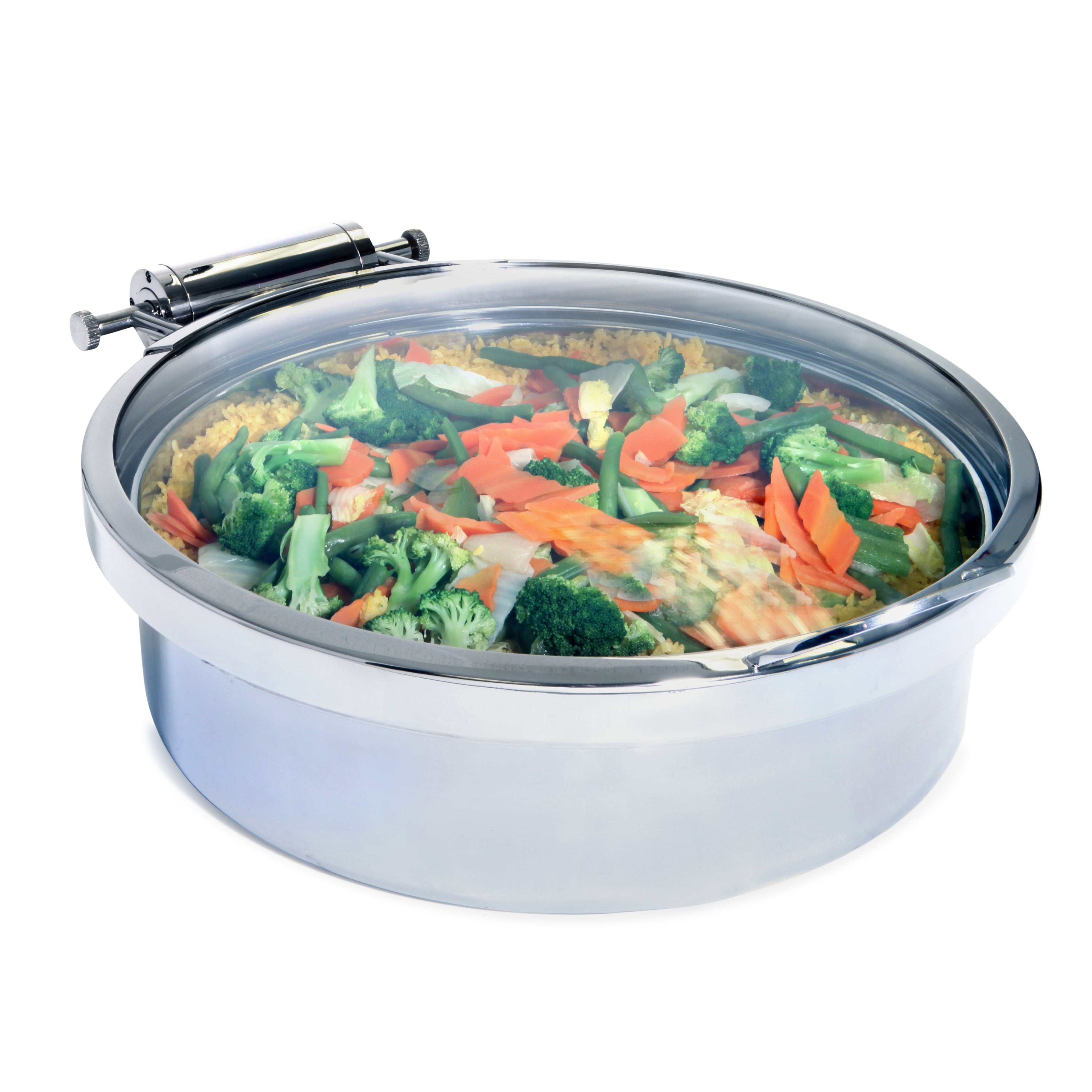 Round Induction Chafer Full Glass Lid L 20.0" W 16.0" (2.0 Gal) Grill Chafer