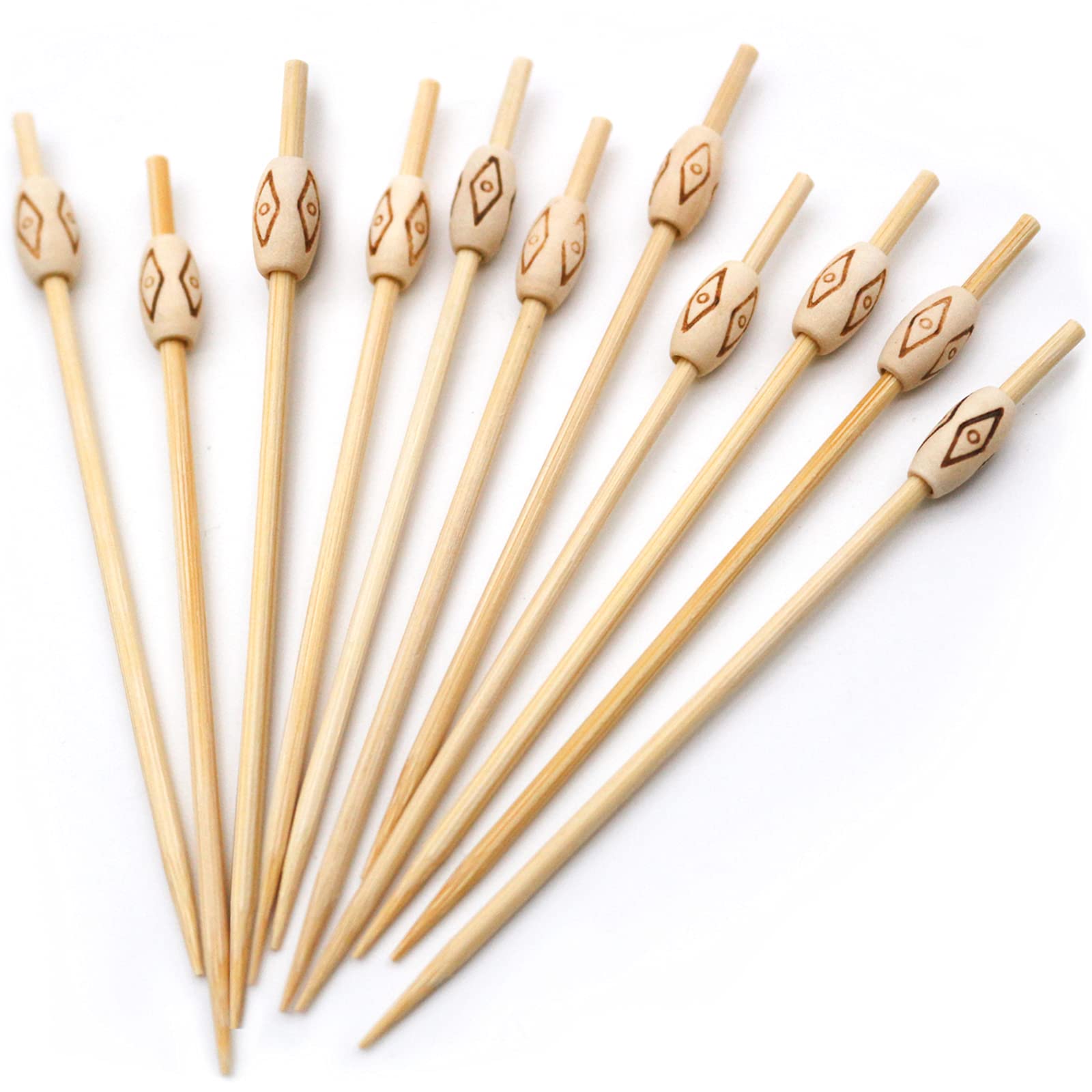 Oval wood pearl cocktail picks, 4.7"