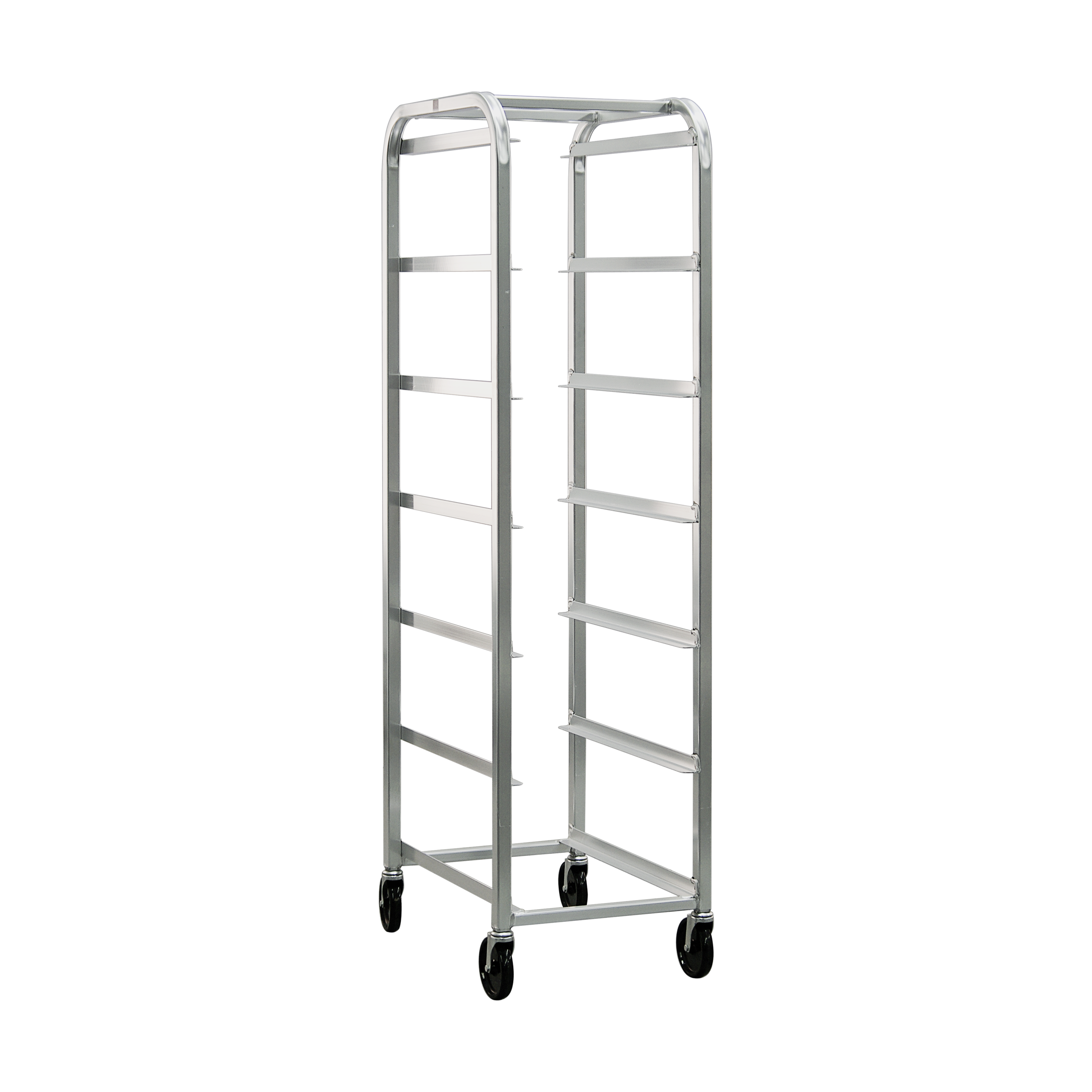 6-Lug (Single-Wide, 6-High) Mobile Economy Welded Aluminum Lug Tub Dolly & Bin Cart - 18.875"W x 71"H x 26"L