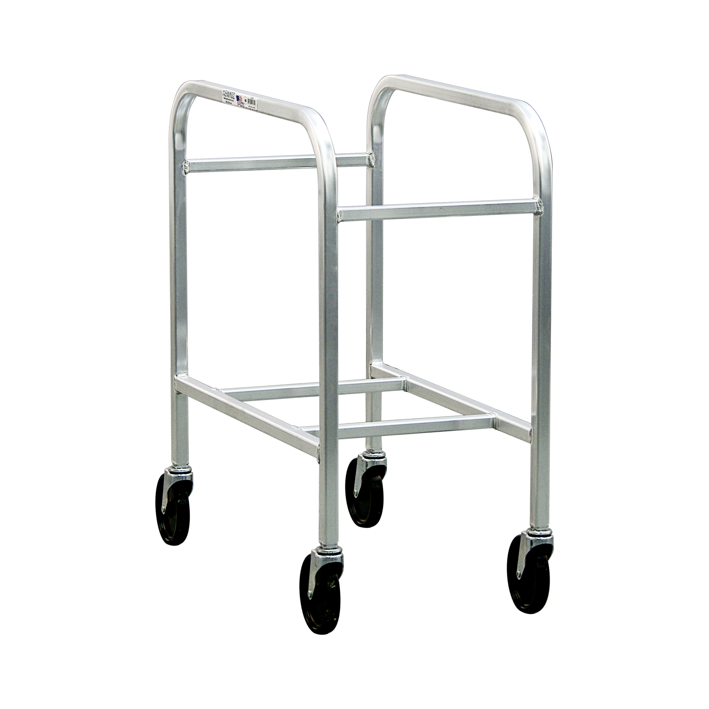 2-Lug (Single-Wide, 2-High) Mobile Economy Welded Aluminum Lug Tub Dolly & Bin Cart - 18.875”W x 51”H x 26”D