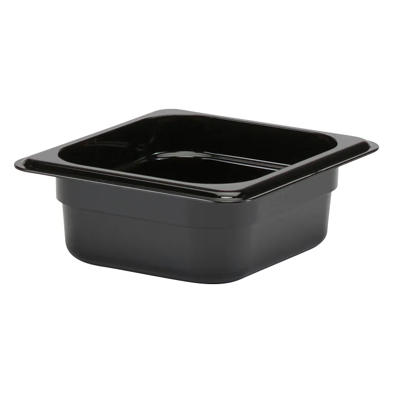 Camwear® 1.1 qt. 1/6 Size Black Polycarbonate Food Pan