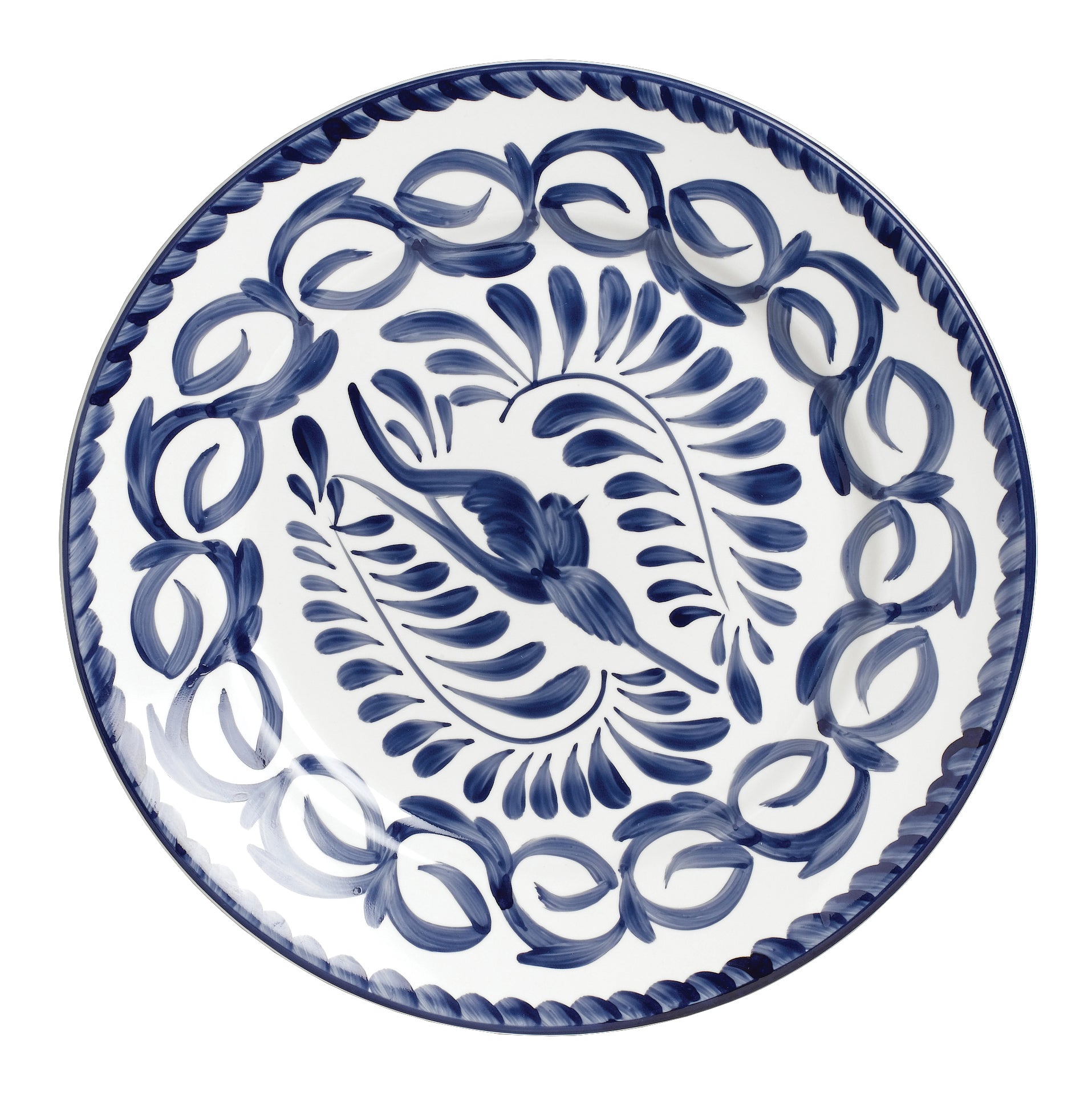 Rimmed Rolled Edge Plate 12.25" Dia. Puebla Blue
