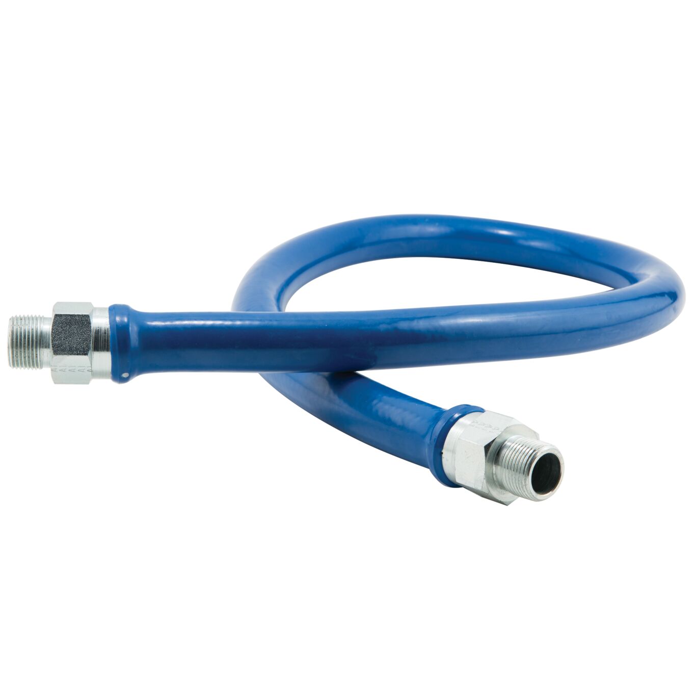 1/2"D Blue Food Truck Grade Gas Connector Kit 60"L, Stainless Steel Braid, Elbow, Full Port Valve, 93,000 BTU/hr