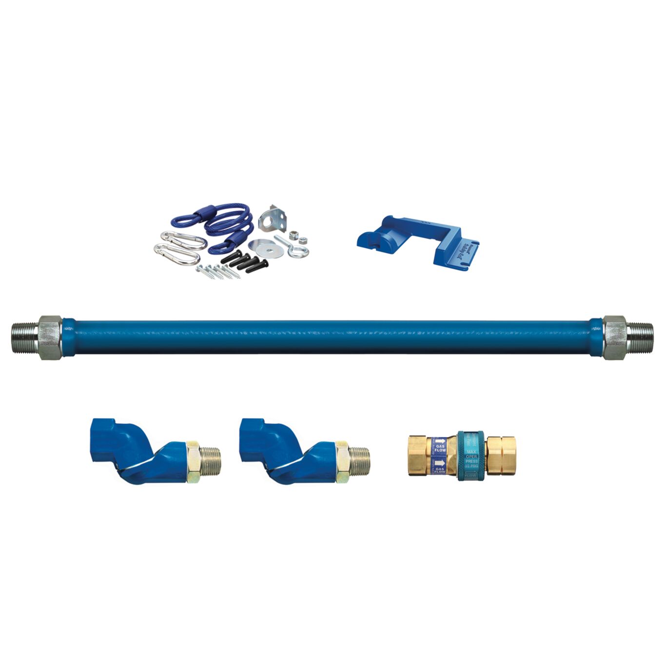 3/4"D Blue Hose™ Moveable Gas Connector Hose Assembly 72"L, Stainless Steel Braid, SnapFast® QD, 2 Swivel MAX®, Safety Set®