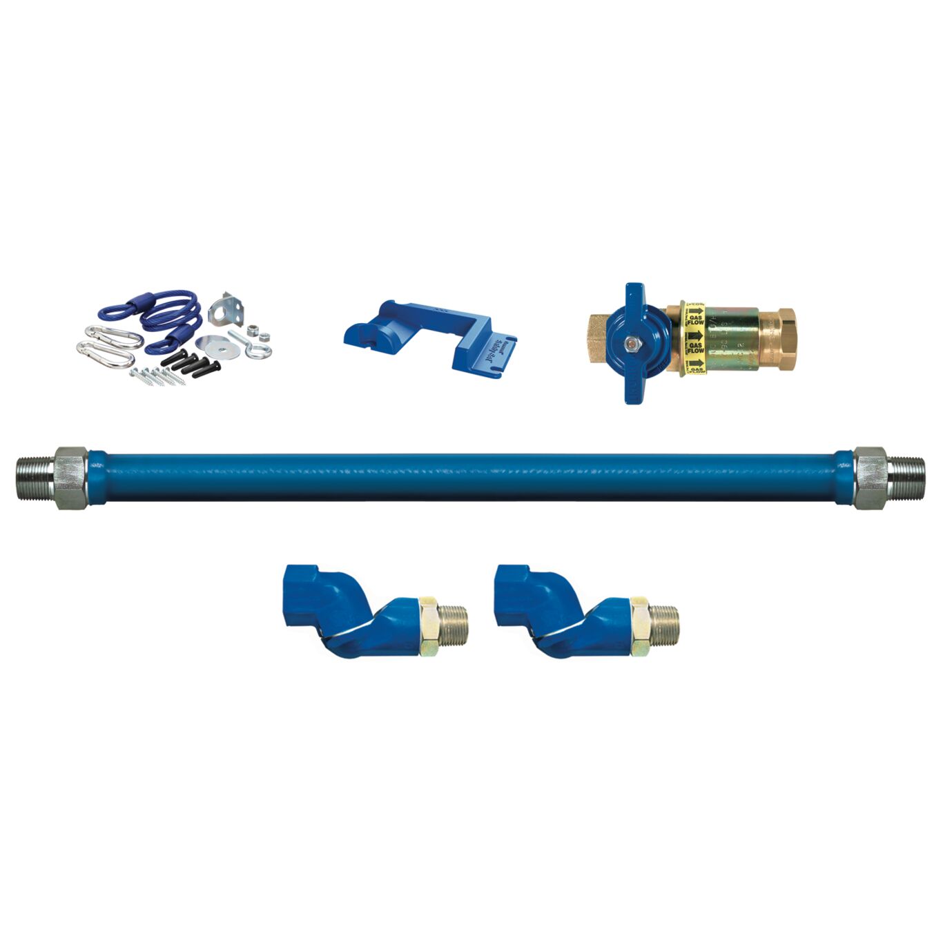 3/4"D Blue Hose™ Moveable Gas Connector Kit 48"L, Stainless Steel Braid, Safety Quik® QDV, 2 Swivel MAX®, Restraining Cable, Safety Set®