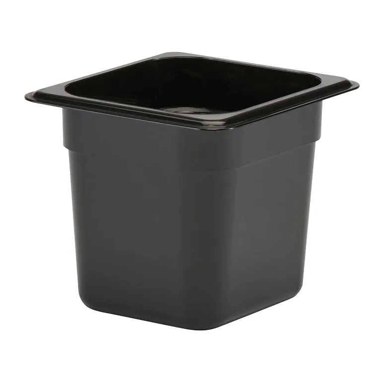 Camwear® 2.4 qt. 1/6 Size Black Polycarbonate Food Pan