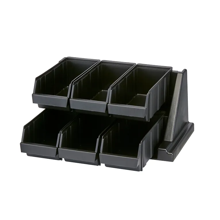 Versa Black 2-Tier Condiment Stand with 6 Bins