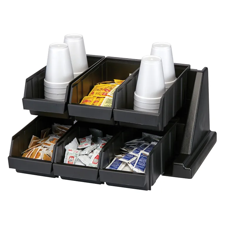 Versa Black 2-Tier Condiment Stand with 6 Bins