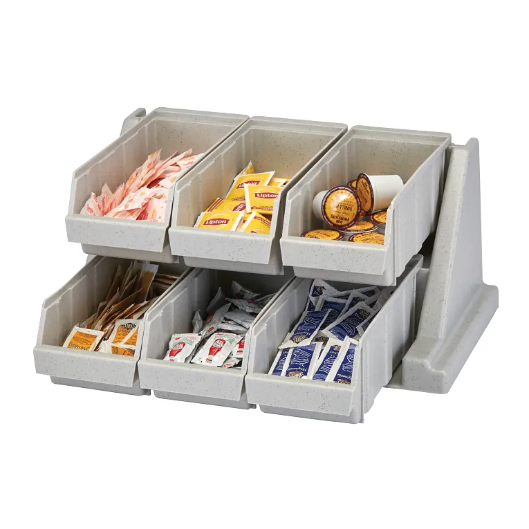 Versa Speckled Gray 2-Tier Condiment Stand with 6 Bins