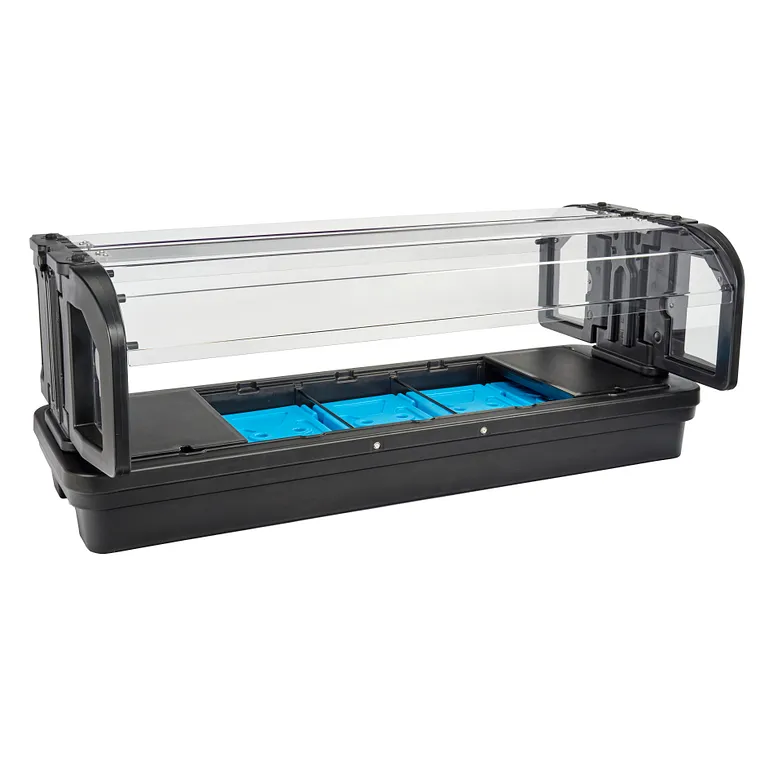 Versa Tabletop Food Bar with Sneeze Guard 76-1/4" Black 5-Pan