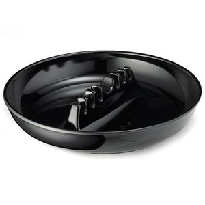 7" Executive Ash Tray with Cigar Notch, Black Plastic