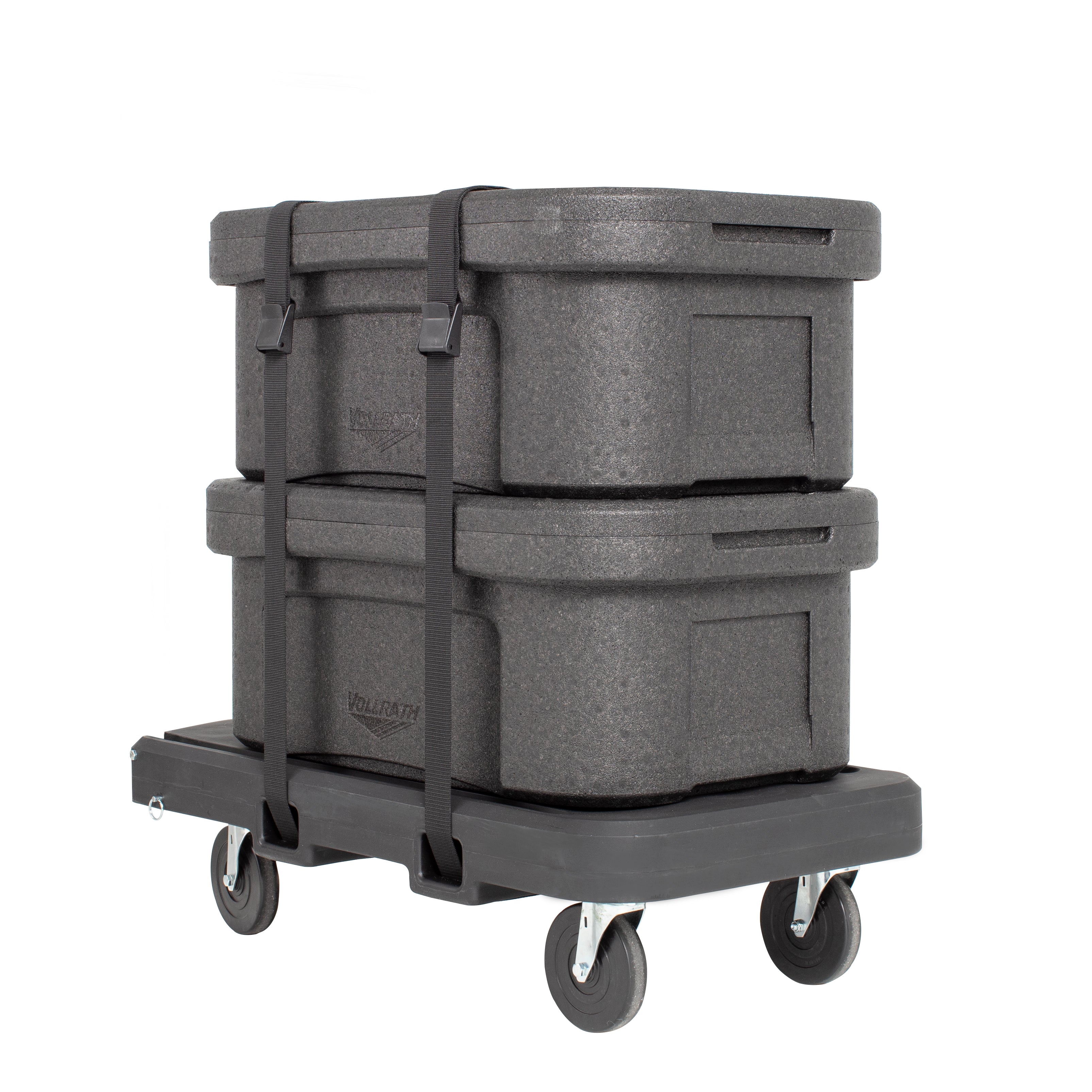 Flatbed Utility Dolly In Dark Gray with 5” Casters and Straps