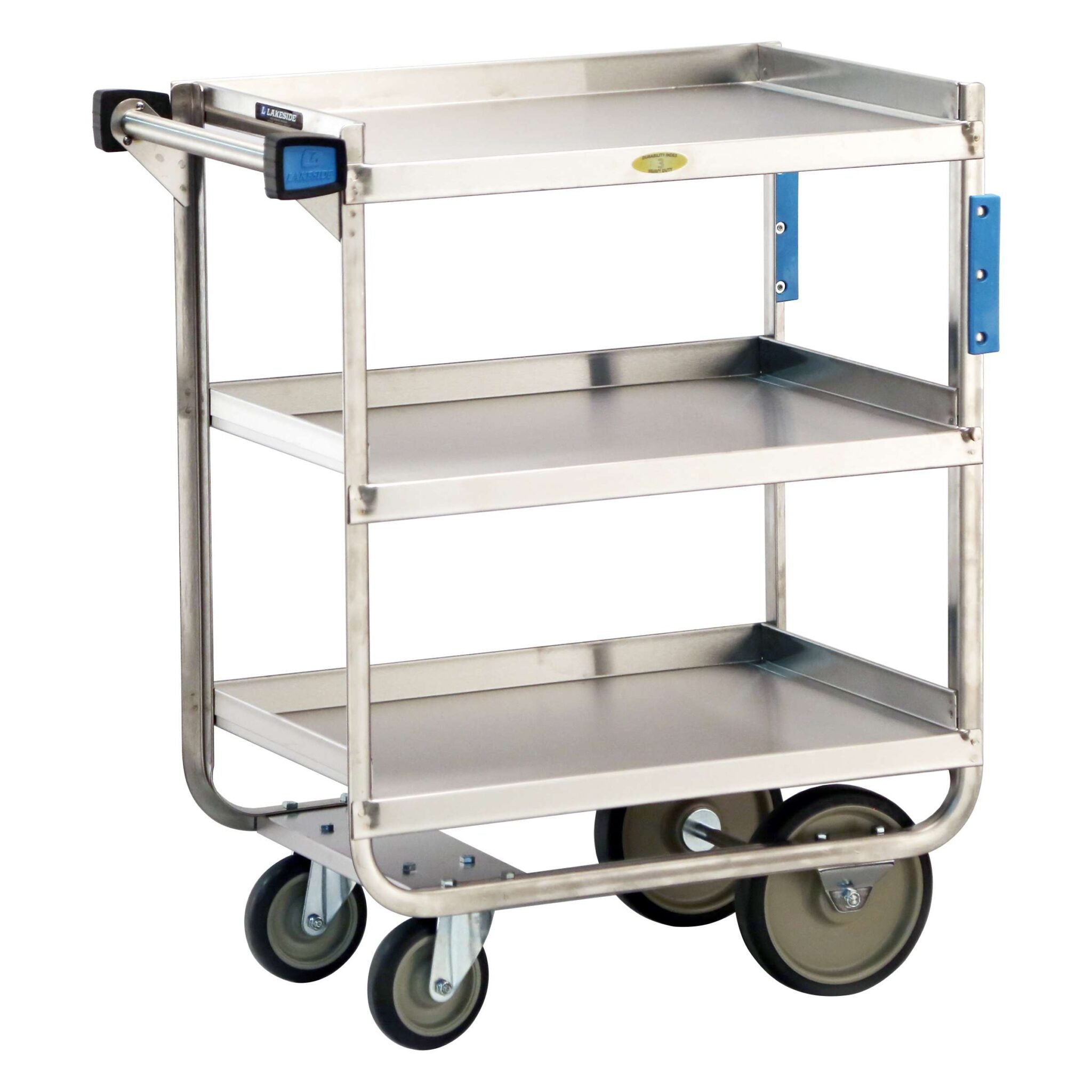 Utility Cart, 3 Shelf: 15-1/2" x 24", Heavy-Duty 700-Lb. Capacity