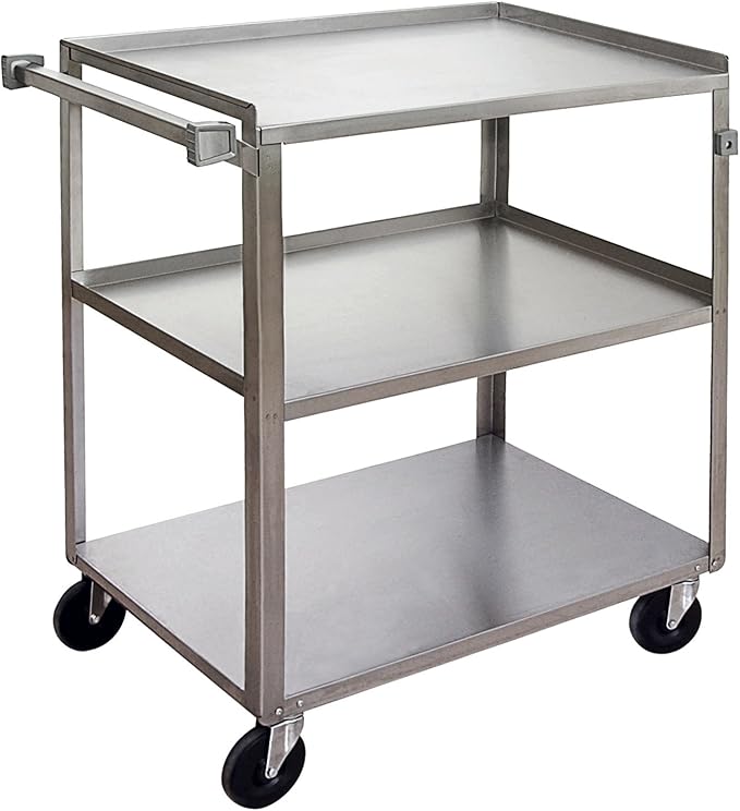 3-Shelf Utility / Bussing Cart, Stainless, 31"W x 19"D x 34"H