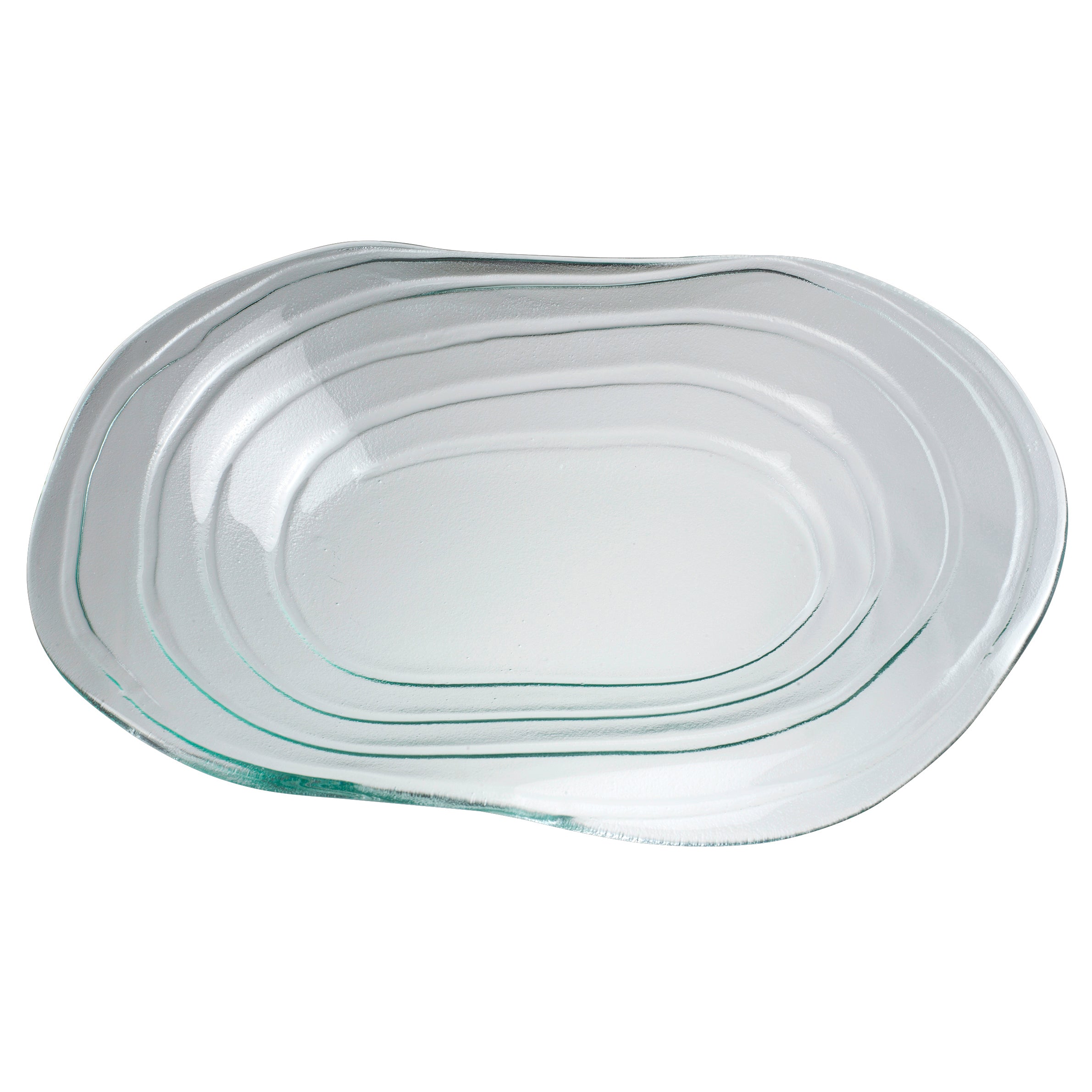Glass Oval Platter L 10.25" W 13.5" Creations Rippl