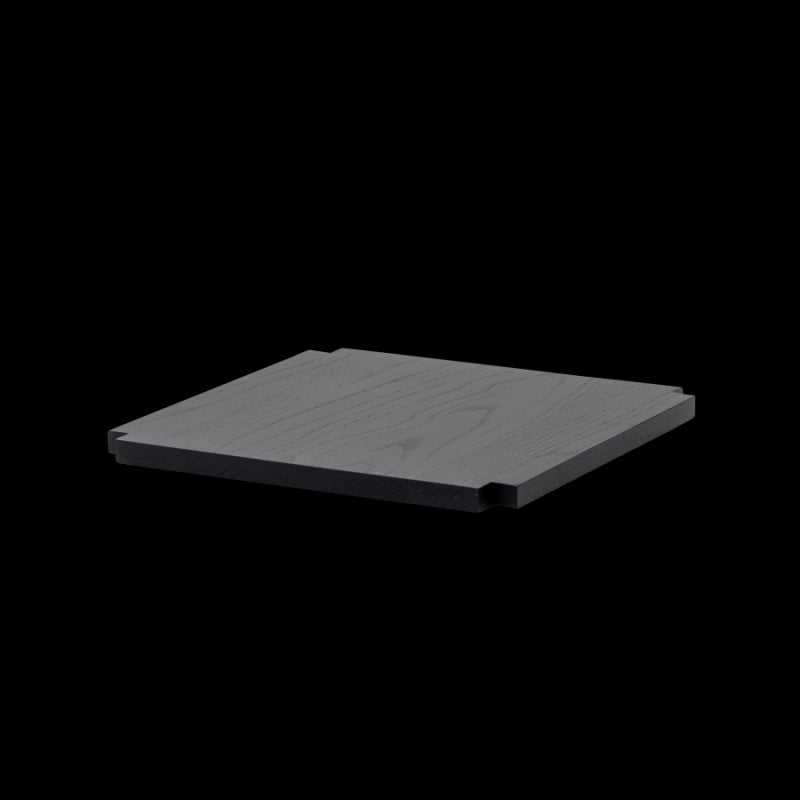 Square Tile With Corner Cut Out, 9.5" X 9.5" X 0.625", Axis Buffet System, Spire Dark Wood